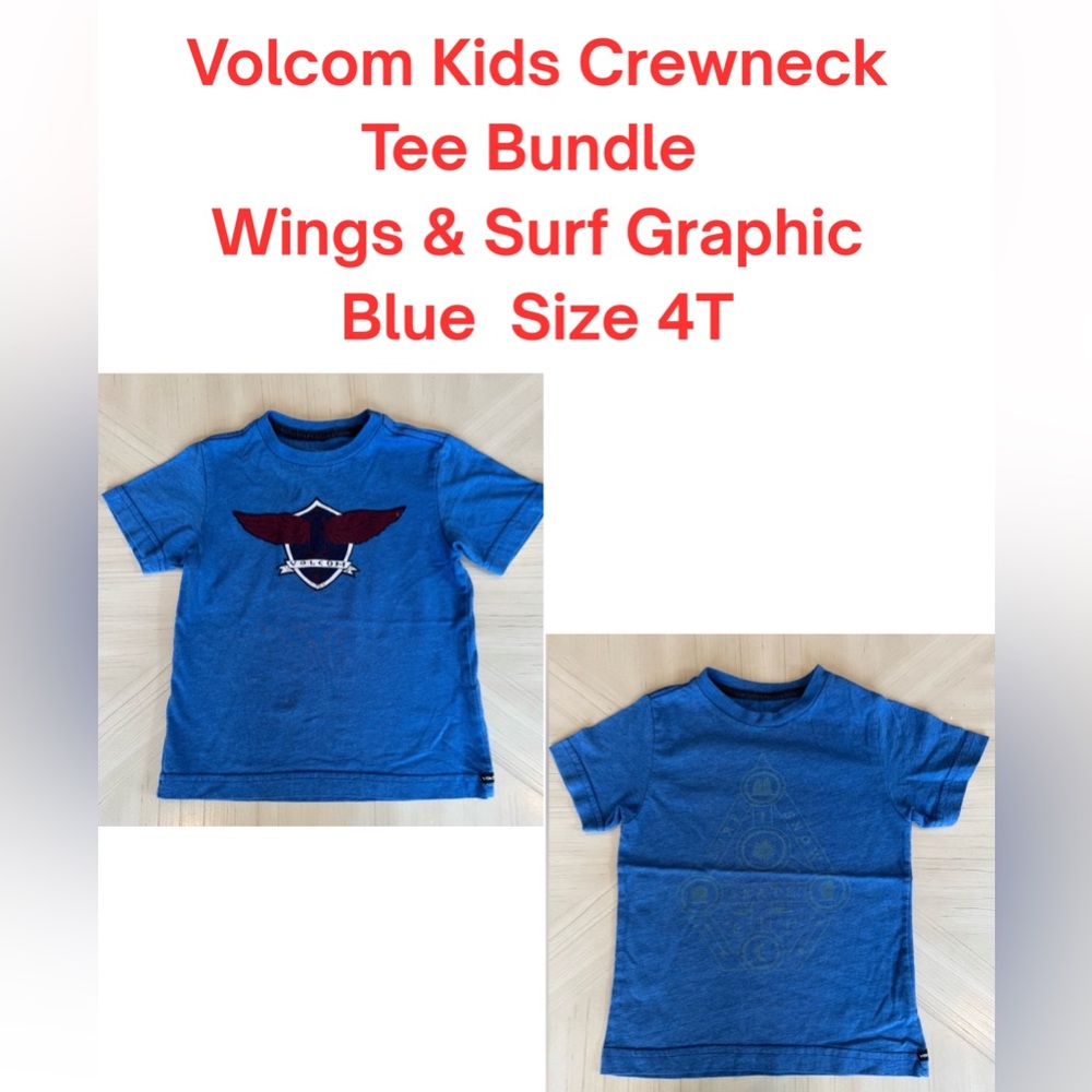 Volcom Boys Graphic T-Shirt Bundle Blue Wings Surf 4T 2-Pack